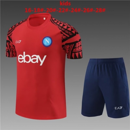 2023/24 SSC Napoli Red Shorts-Sleeve Kids/Youth Tracksuit Uniform-801