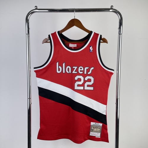 MN Hot Press SW Retro 83-84 NBA Portland Trail Blazers Red #22 Jersey-311