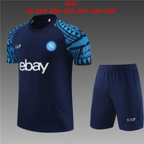 2023/24 SSC Napoli Royal Blue Shorts-Sleeve Kids/Youth Tracksuit Uniform-801