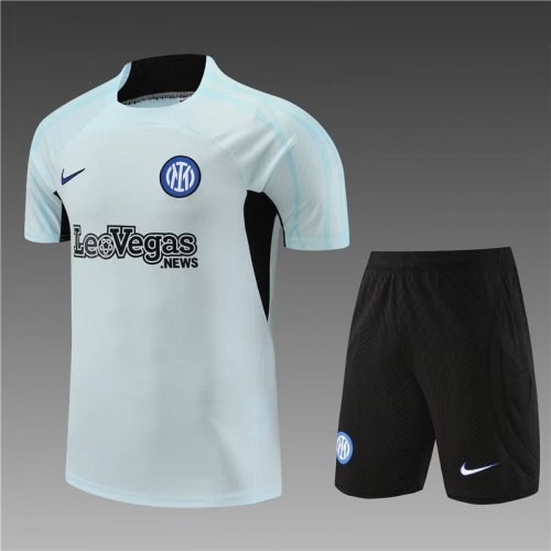 2023/24 Inter Milan Light Gray Shorts-SleeveThailand Soccer Tracksuit Uniform-801