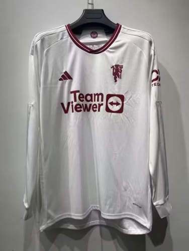 2023/24 Manchester United White Thailand LS Soccer Jeesey AAA-410