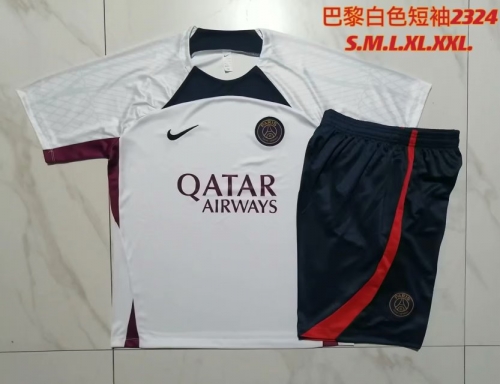 2023/24 Paris SG White Shorts-Sleeve Thailand Soccer Uniform-815