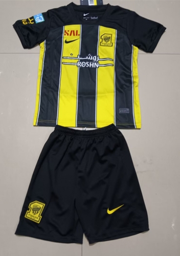 Kids 2023/24 Al-Ittihad Home Yellow Kids/Youth Soccer Uniform-507