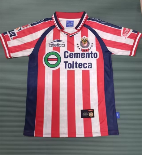 1999-00 Retro Version Deportivo Guadalajara Home Red & White Thailand Soccer Jersey AAA-2041/811