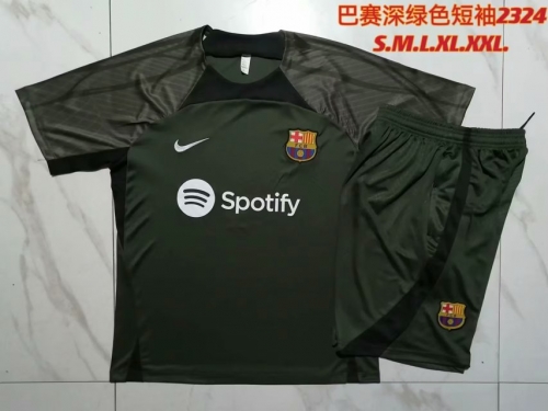 2023/24 Barcelona Dark Green Shorts-Sleeve Thailand Tracksuit Uniform-815