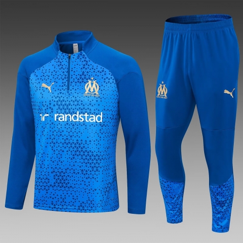 2023/24 Olympique Marseille Blue Thailand Soccer Tracksuit Uniform-GDP/411