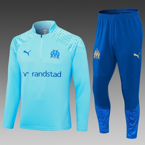 2023/24 Olympique Marseille Blue Thailand Soccer Tracksuit Uniform-411/GDP