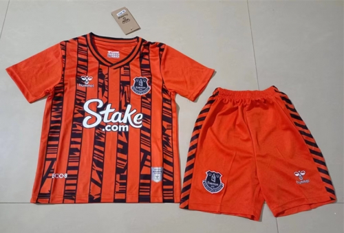 Kids 2023/24 Everton Away Orange Kids/Youth Soccer Uniform-507