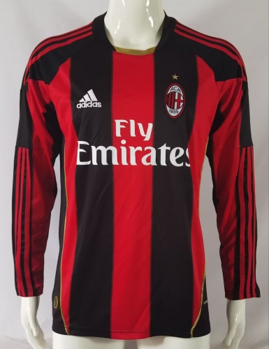 10-11 Retro Version AC Milan Home Red & Black LS Thailand Soccer Jersey AAA-503/812