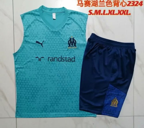 2023/24 Olympique Marseille Green Short-Sleeve Thailand Soccer Tracksuit Vest Uniform-815