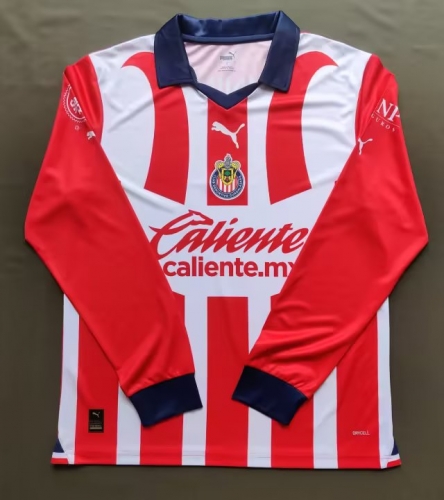 2023/24  CD Guadalajara Home Red  LS Thailand Soccer Jersey AAA-912