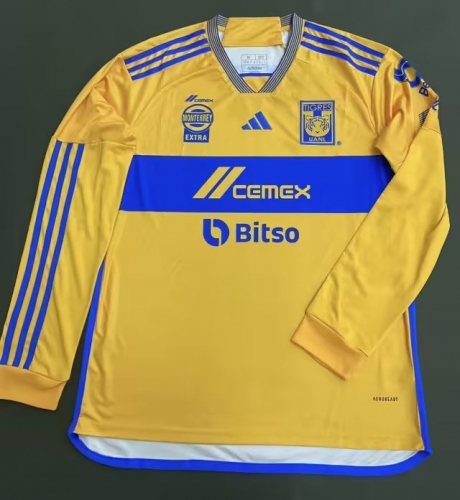 2023/24 Tigres UANL Home Yellow  LS Thailand Soccer Jersey AAA-912