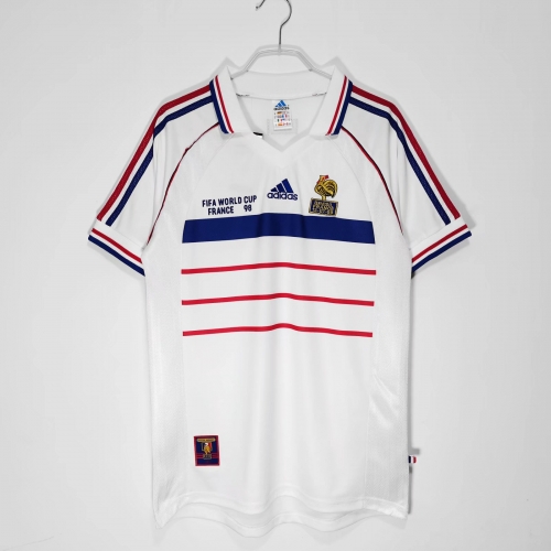 1998 Final Version Retro Version France Away White Thailand Soccer Jersey AAA-710/503