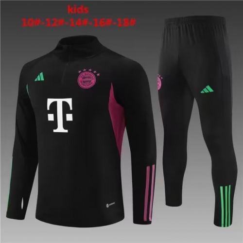 White Adv 2023/24 Bayern München Black Kids/Youth Soccer Tracksuit Uniform-801/GDP