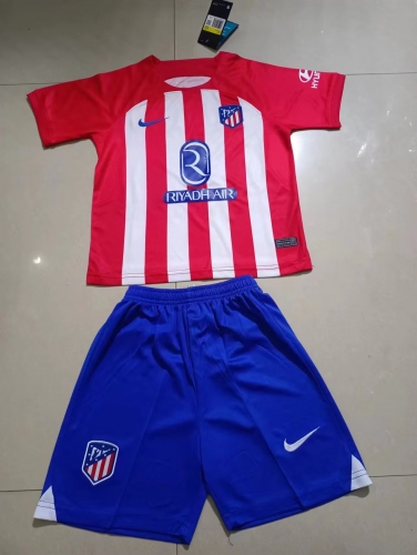 2023/24 Atletico Madrid Home Red and White Youth/Kids Soccer Uniform-123/507