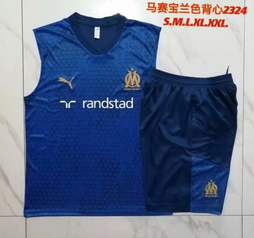 2023/24 Olympique Marseille Royal Blue Shorts-Sleeve Tracksuit Uniform-815