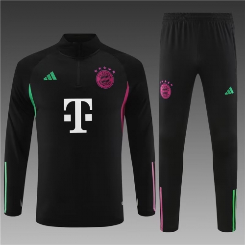 2023/24 Bayern München Black Thailand Soccer Tracksuit Uniform-801