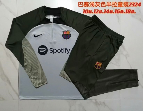 2023/24 Barcelona Gray Kids/Youth Thailand Soccer Tracksuit Uniform-815