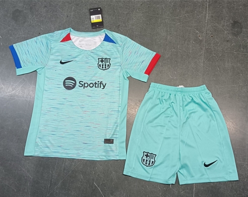 Kids 2023/24 Barcelona 2nd Away Green Kids/Youth Soccer Uniform-208/123