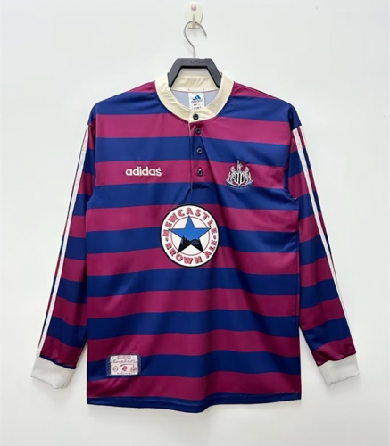 95-97 Retro Version Newcastle United Away Red & Black LS Thailand Soccer Jersey AAA-2011/811