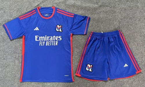 2023/24 Olympique Lyonnais Away Blue Soccer Uniform-SKE