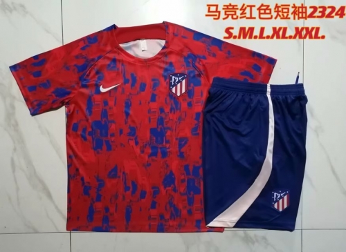 2023-24 Atletico Madrid Red Shorts-sleeve Thailand Soccer Tracksuit Uniform-815