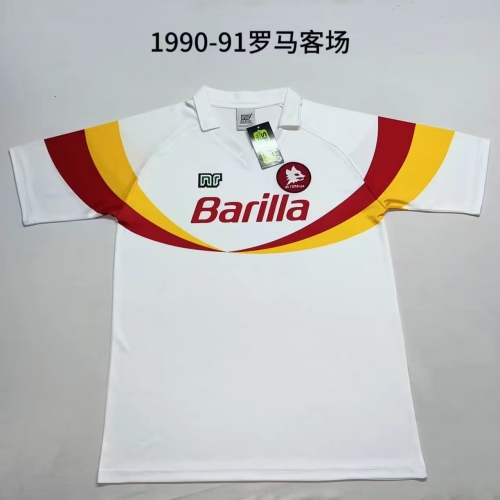 90-91 Retro Version AS Roma Away White Thailand Soccer Jersey AAA-709