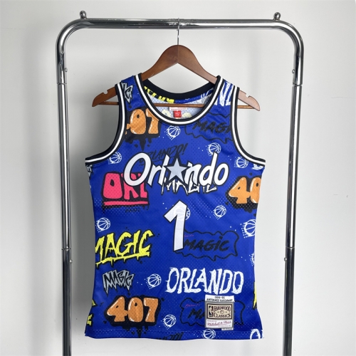 MN Hot Press SW 94-95 Retro NBA Orlando Magic Blue #1 Jersey-311