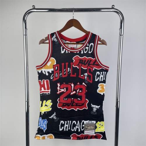 MN Hot Press SW 97-98 Retro Version NBA Chicago Bull Red & Black #23 Jersey-311