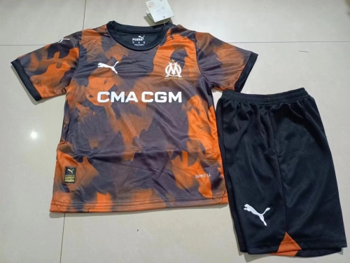 Kids 2023/24 Olympique Marseille 2nd Away Orange Kids/Youth Soccer Uniform-507