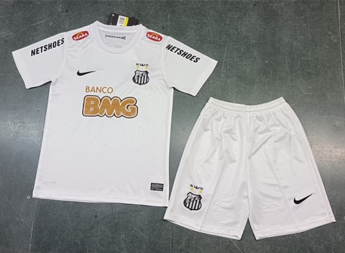 With Adv 2023/24 Santos FC Home White Youth/kids Soccer Uniform-PF/123