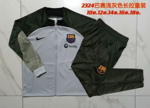 Kids 2023/24 Barcelona Light Gray Kids/Youth Soccer Jacket Uniform-815