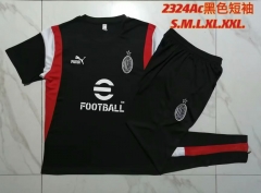 2023/24 AC milan Black Shorts-Sleeve Tracksuit Uniform-815