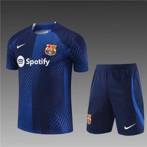 2023/24 Barcelona Royal Blue Shorts-Sleeve Thailand Tracksuit Uniform-815