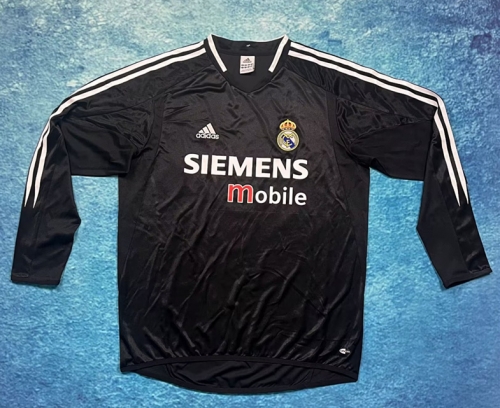 04-05 Retro Version Real Madrid Black LS Thailand Soccer Jersey AAA-601