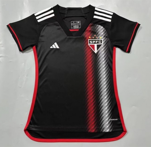 2023/24 Sao Paulo Futebol 2nd Away Black Thailand Women Soccer Jersey AAA-908