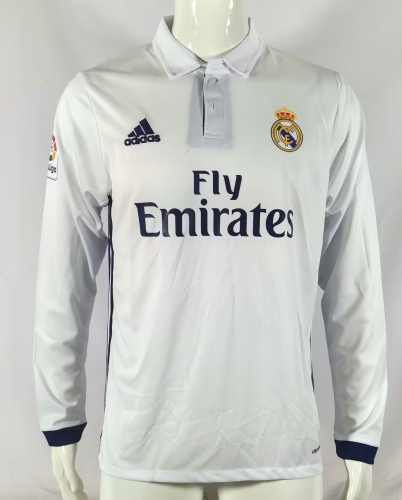 16-17 Retro Version Real Madrid Home White LS Thailand Soccer Jersey AAA-301/503/601