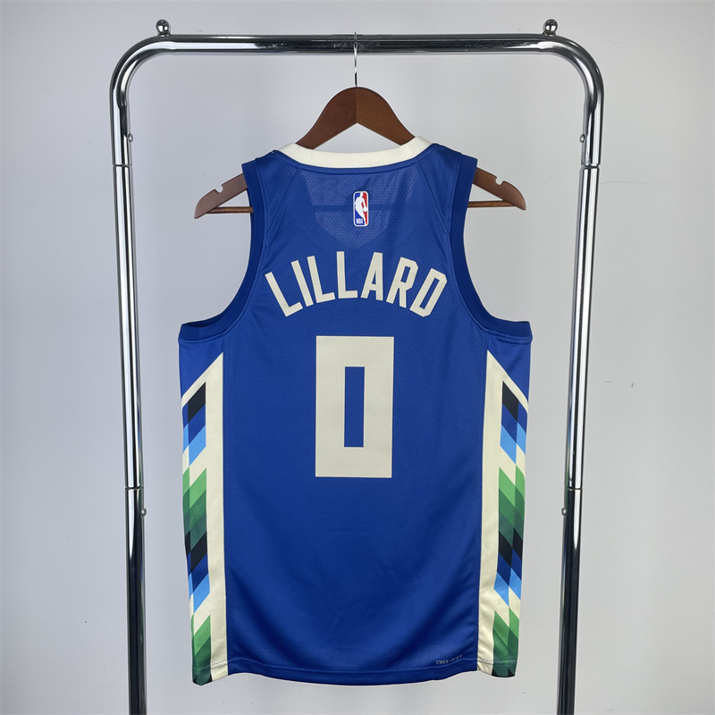 2023/24 Bucks LILLARD #0 Blue City Edition NBA Jerseys