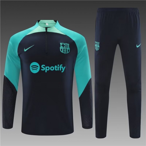 2023/24 Barcelona Green & Royal Blue Thailand Soccer Tracksuit Uniform-801/411/815