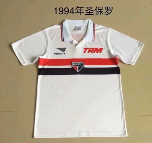 94 Retro Version São Paulo FC Home White Thailand Soccer Jersey AAA-709