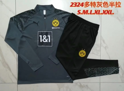 2023/24 Borussia Dortmund Gray Soccer Tracksuit Uniform-815