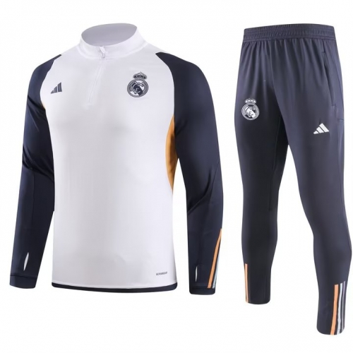 2023/24 Real Madrid White Soccer Tracksuit Uniform-GDP