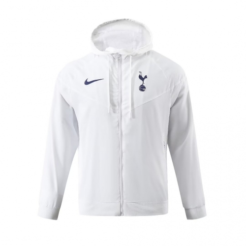 2023/24 Tottenham Hotspur White Thailand Soccer Windbreaker With Hat-703