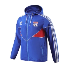 2023/24 Olympique Lyonnais Cai Blue Thailand Soccer Windbreaker With Hat-703