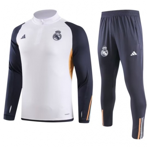 2023/24 Real Madrid White Kids/Youth Soccer Tracksuit Uniform-GDP/411