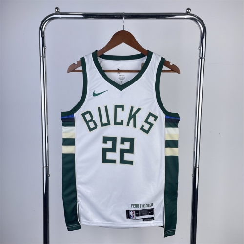 2023 Season NBA Milwaukee Bucks Home White #22 Jersey-311