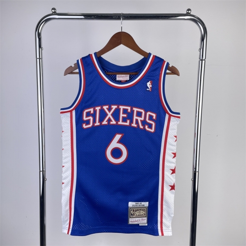 MN Hot Press SW 82-83 Retro Version NBA Philadelphia 76ers Blue #6 Jersey-311