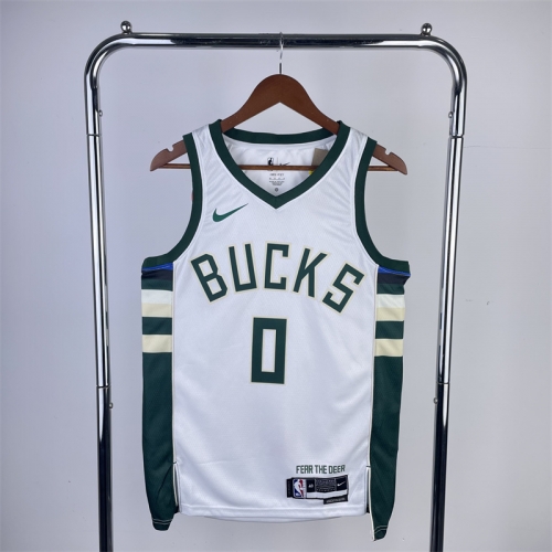 2023 Season NBA Milwaukee Bucks Home White #0 Jersey-311