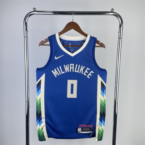 2023 Season City Version NBA Milwaukee Bucks Blue #0 Jersey-311