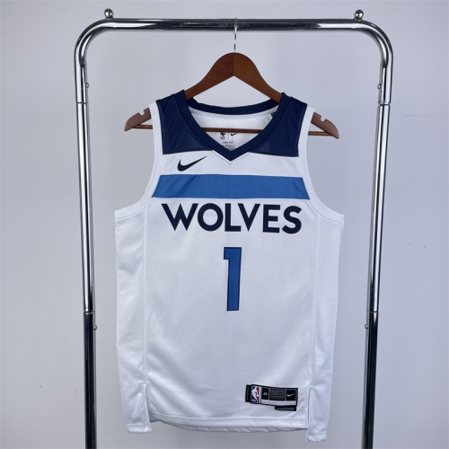 2023 Season NBA Minnesota Timberwolves Home White #1 Jersey-311